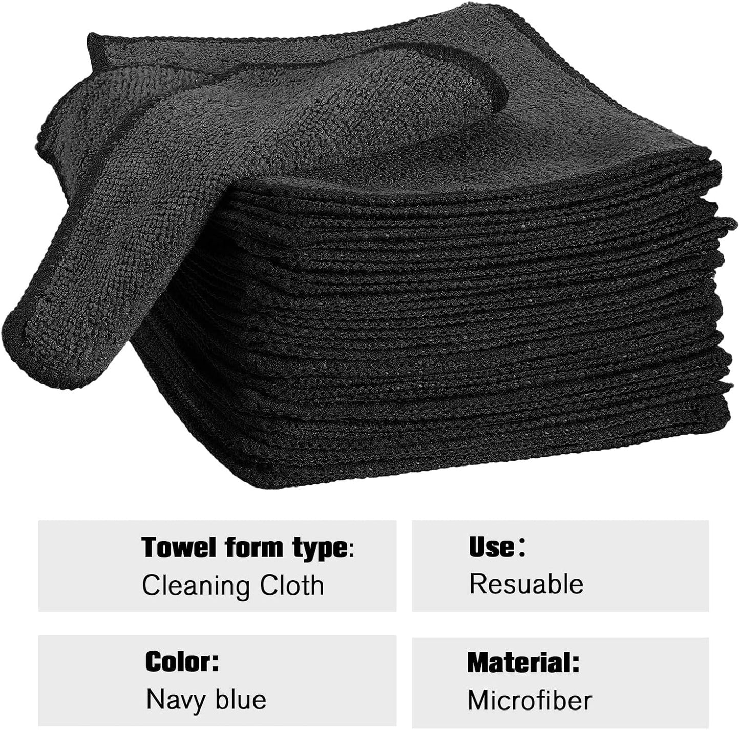 Tanlade Microfiber Cleaning Cloth 6"x6" Cleaning Rags Reasonable Kitchen Towels Microfiber Towels Cars Wash Dry Erase Cloth (Black,30 Pcs)