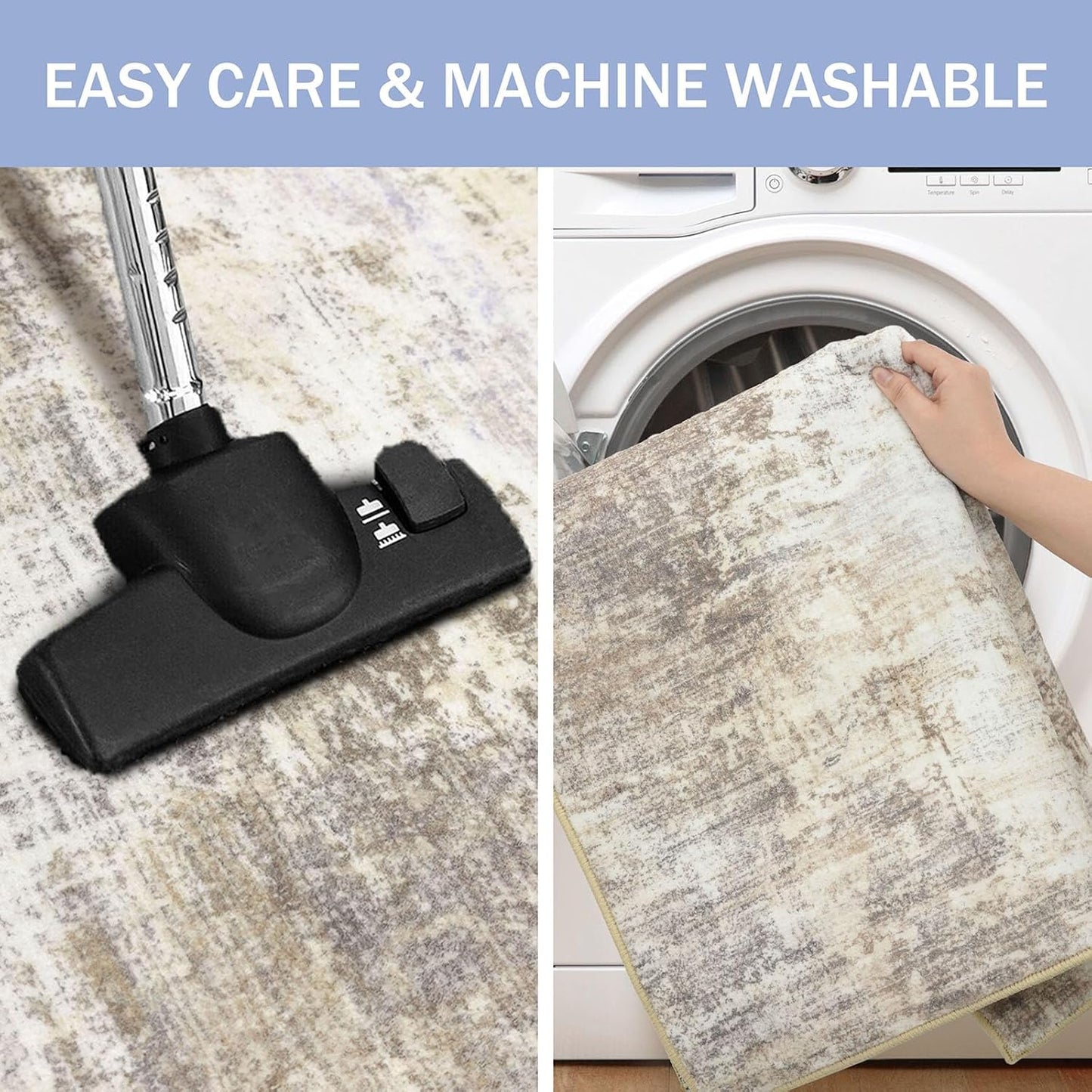 IOHOUZE Abstract Runner Rug 2x8 Ft Washable Runners for Hallways, Non Slip Kitchen Runner Printed Faux Wool Entryway Runner Indoor, Modern Abstract Floor Carpet for Hall Kitchen Bedroom, Beige Brown