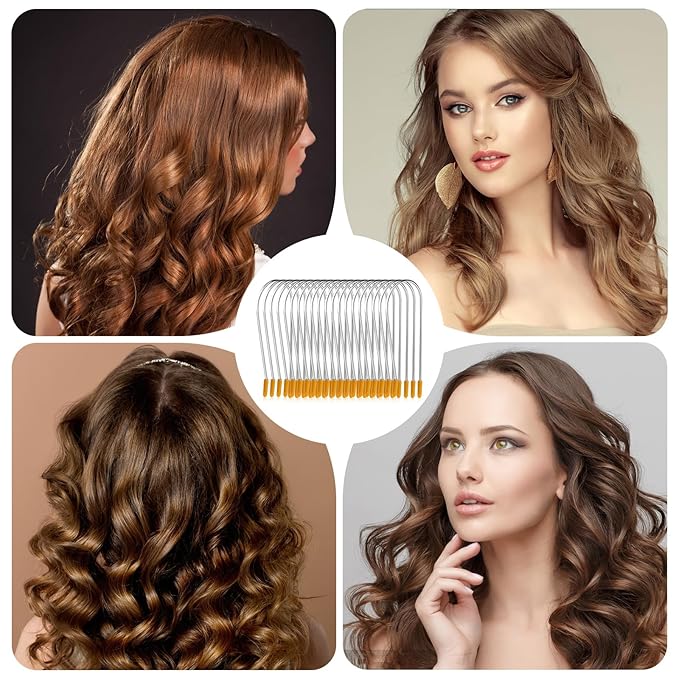 20 Pieces Hair Roller Clips and Pins Kit, Portable Travel Strong Securing Clips for Long Hair, Fit 1 Inch Rollers