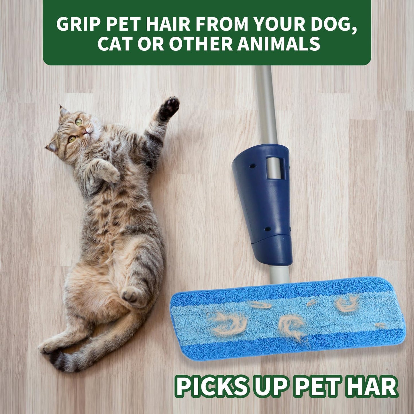 10 Pack Microfiber Cleaning Pads for Bona Mop, Reusable Microfiber Mop Pads for 18 Inch Mop, Hardwood & Hard Surface Floors Replacement Cleaning Mop Pads, Machine Washes