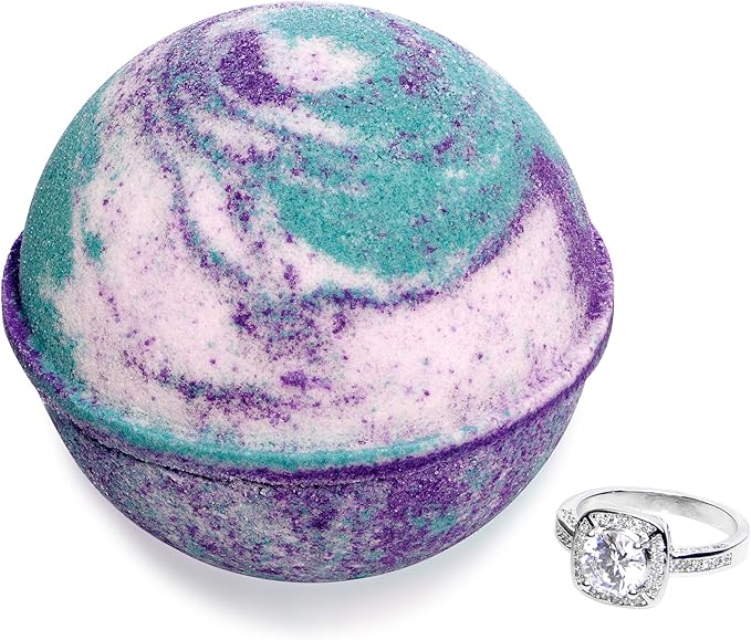 Bath Bomb with Surprise Ring Inside Mermaid Daydream Extra Large 10 oz. Made in USA (Ring Size 9)