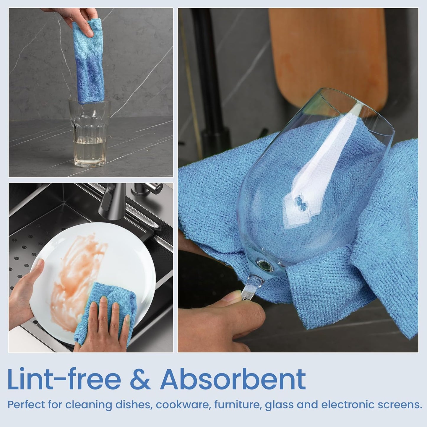 Greenfound Microfiber Cleaning Cloth Roll -80 Pack, 11.5x11.5, Tear Away Towels, Reusable and Washable Rags, Blue