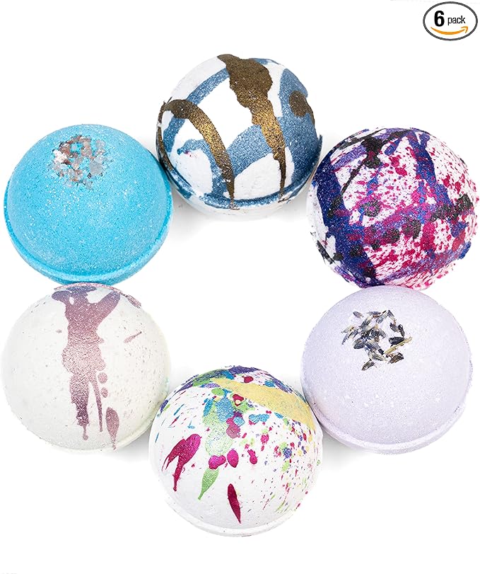 Large Handmade Bath Bombs, 6 Pack, All Natural, Made in USA, 5-6oz Each
