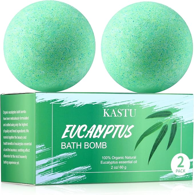 Bath Bombs Salt Balls,Eucalyptus Extract Essential Oils,Moisturizing Dry Skin,Fizzy Spa,Relaxation,Bubble Bath Bomb Gifts Idea for Men Women,2 x 100g