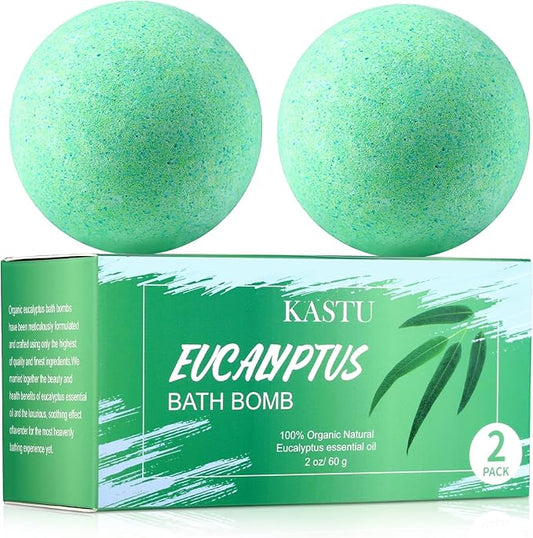 Bath Bombs Salt Balls,Eucalyptus Extract Essential Oils,Moisturizing Dry Skin,Fizzy Spa,Relaxation,Bubble Bath Bomb Gifts Idea for Men Women,2 x 100g