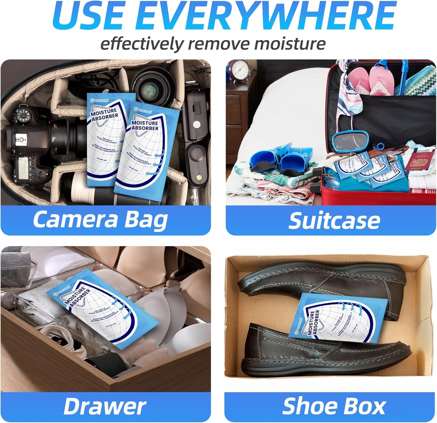 25 Gram Moisture Absorbers, 30 Packs Dehumidifier Bags for Bathrooms, Basements, Rvs, Paper Packing Premium White Granule Humidity Packets Perfect for Closet