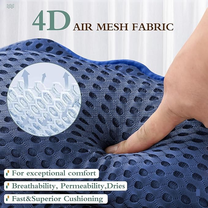 Bath Pillow RUVINCE Ergonomic Luxury Bathtub Pillow with Head,Neck, Shoulder and Back Support, 4D Bath Pillows for tub with 6 Powerful Suction Cups, Fits All Bathtub, Spa Tub, Hot Jacuzzi (Dark Blue)