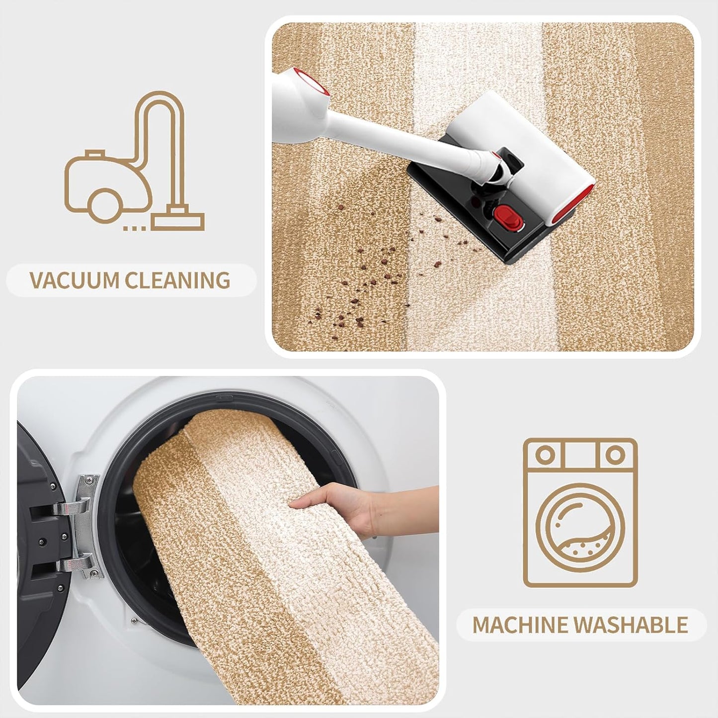 Kitinjoy Indoor Outdoor Door Mat, 40x32 Non-Slip Absorbent Dirt Trapper, Low-Profile Washable Inside Entrance Front Floor Mat, Sturdy Soft Entry Doormats for Entryway, Beige