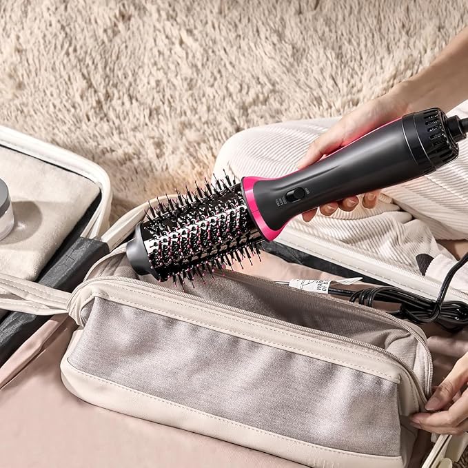 Dual Voltage Hair Dryer Brush for European Travel, Plus 2.0 Blow Dryer Brush with European Plug 110V-120V/220V-240V One Step Hair Dryer and Styler Volumizer with Negative Ion Anti-frizz Styling