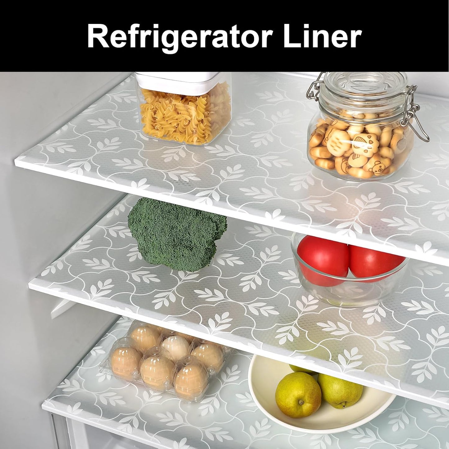 Cooyes Shelf Liners for Kitchen Cabinets Waterproof & Oil-Proof Kitchen Cupboard Mats Non-Slip Drawer Mats EVA Material Non Adhesive Fridge Liner for Shelves