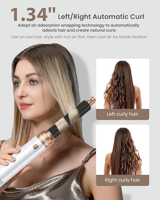 Ukliss 6 in 1 Hair Dryer Brush & Air Styler – Ionic Blow Dryer with AutoWrap Straightener & Volumizing Brush for Fine/Thick Hair Fast Drying Frizz-Free Salon & Travel Use (ALCI Plug)