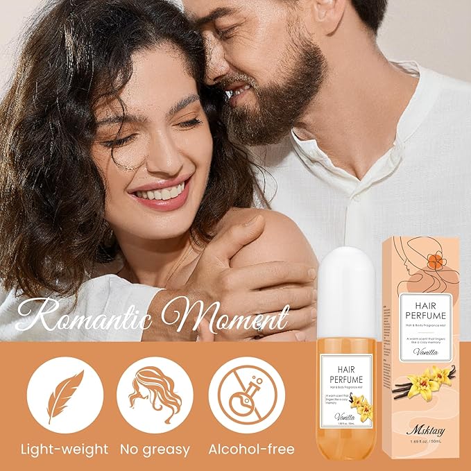 Hair Perfume for Women, Long Lasting Fragrance Hair & Body Perfume Mist, Vanilla Pheromone Spray for Hydrating Hair Shine & Frizz Control, Hair Perfume Oil for Odors Remove, 50ml