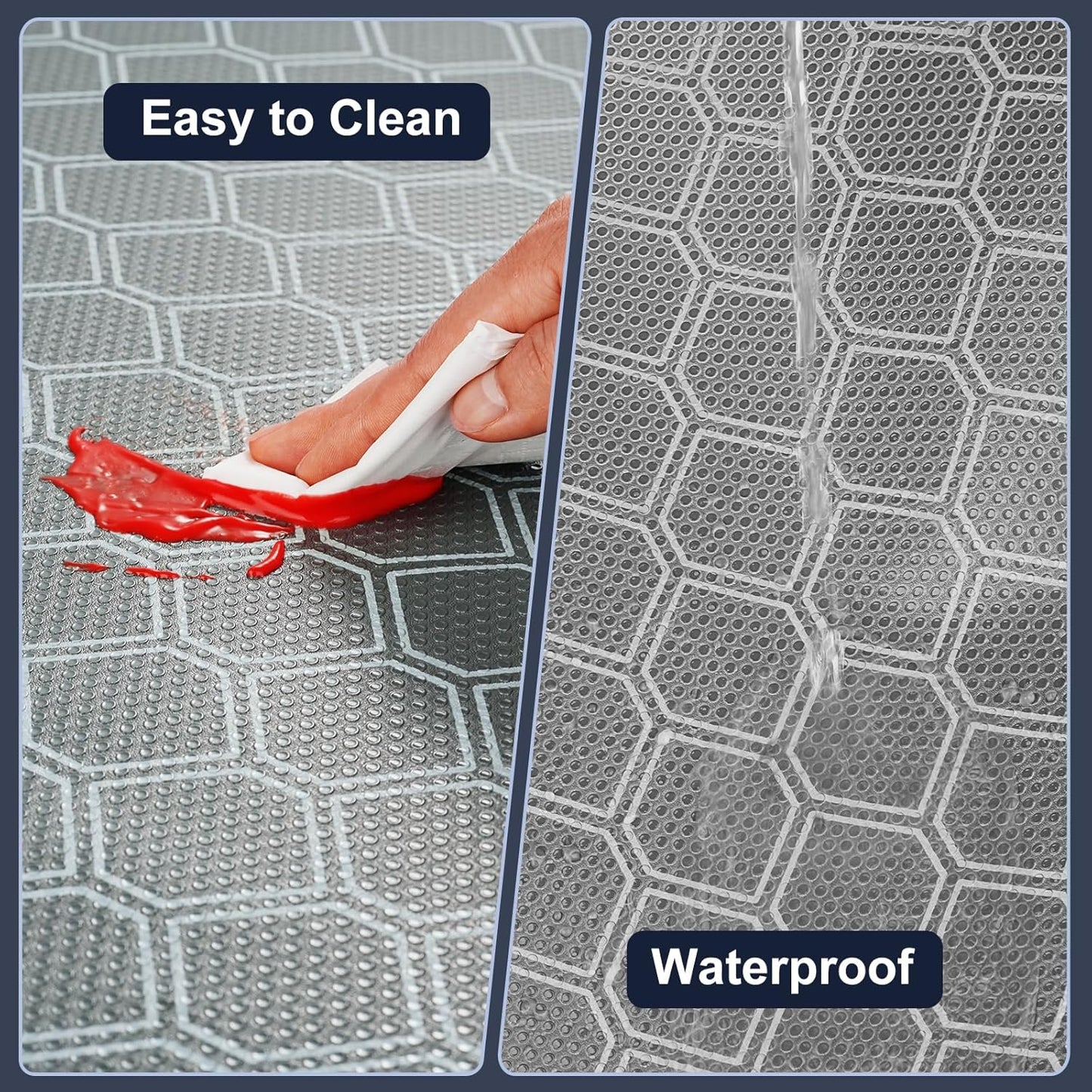 Non Adhesive Shelf Liner, Waterproof Drawer Liners for Kitchen Cabinet Refrigerator, No Slip Bathroom Sink Liners, Cupboard Fridge Liner EVA Place Mat Roll -17.5" x 197" Grey