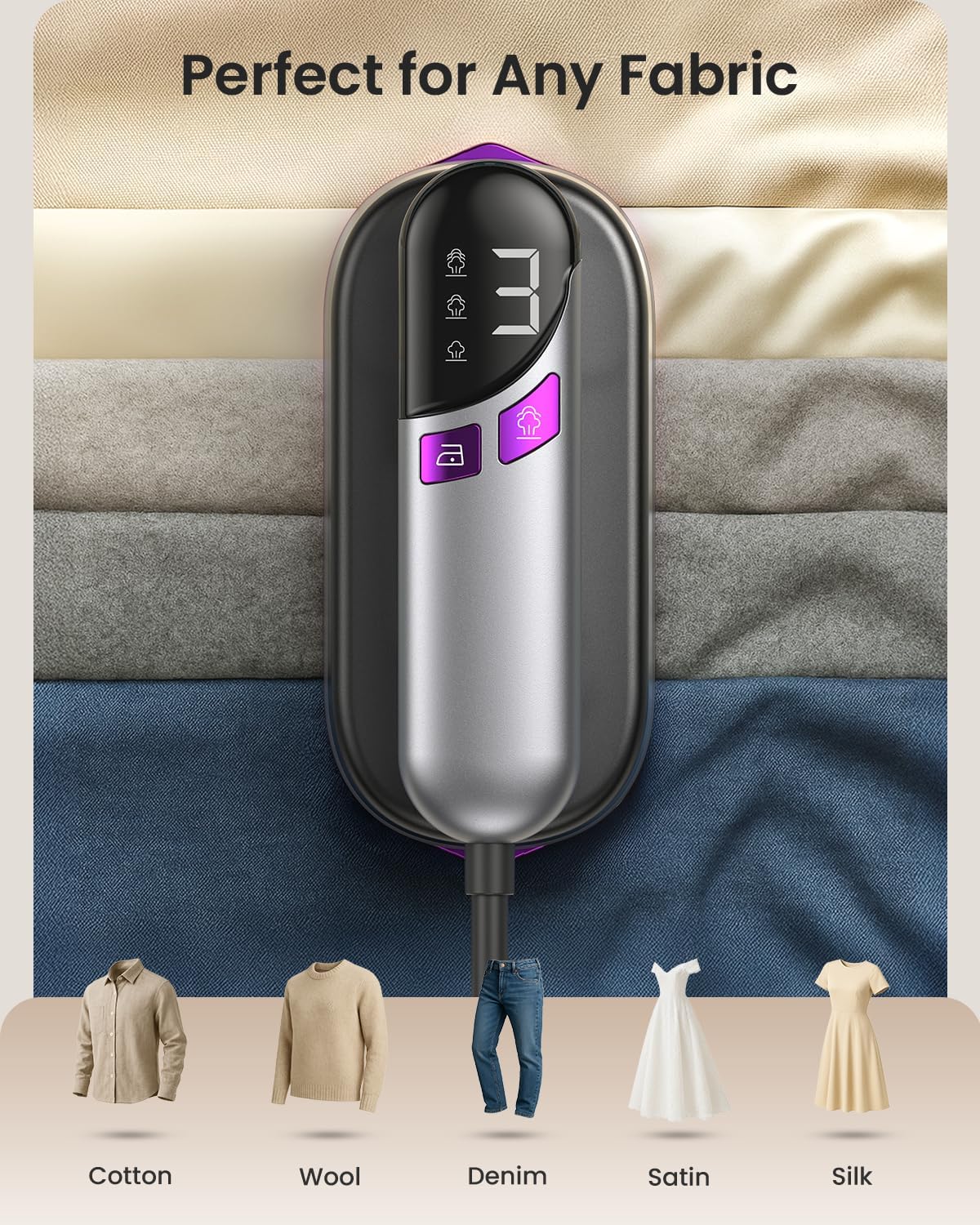 2-in-1 Handheld Steamer and Iron for Clothes, 1000W Travel Steamer with Ceramic Soleplate, 9s Fast Heat-Up, Leak-Proof 170mL Tank, Self-Clean, Portable Wrinkle Remover for Home & Travel, 120V