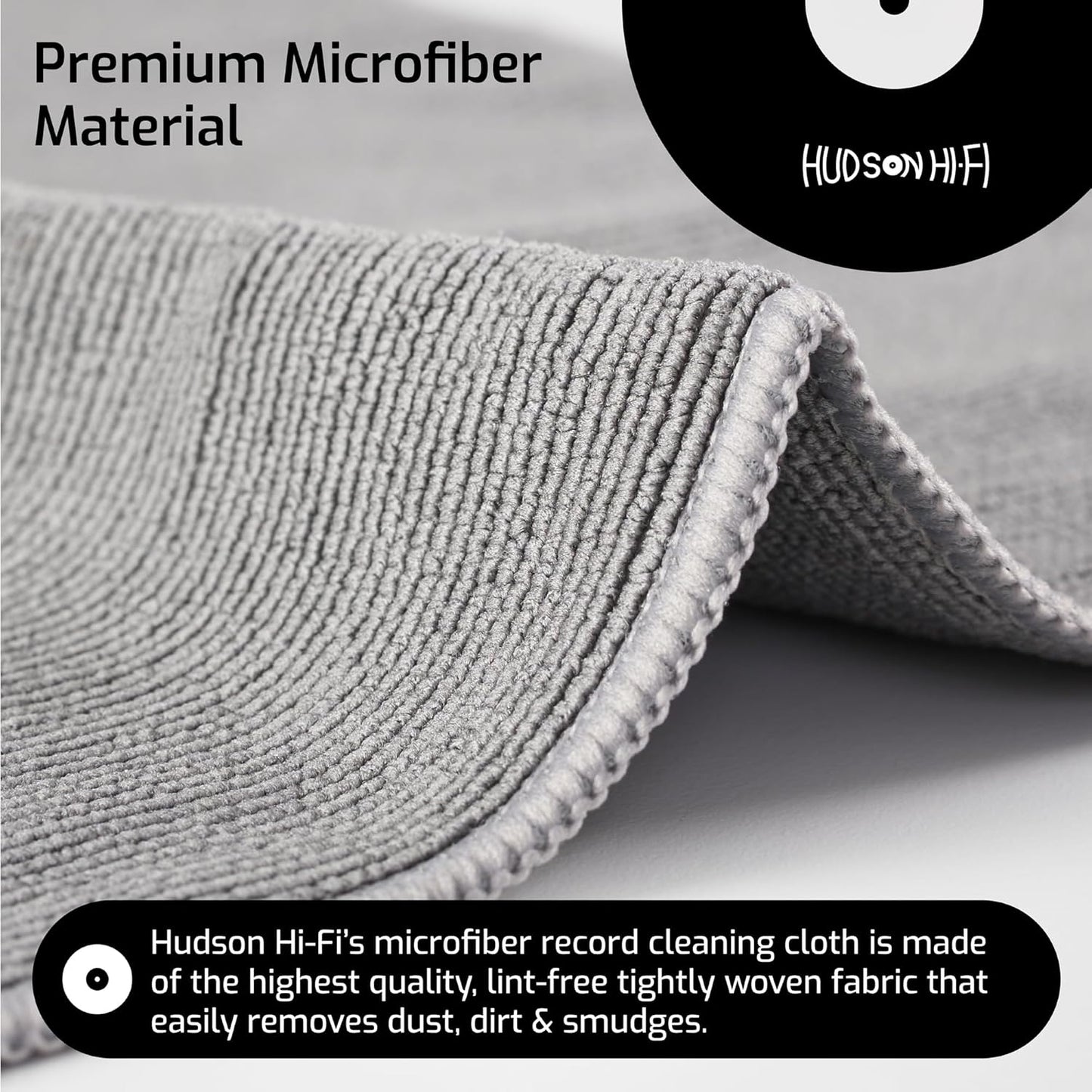 Hudson Hi-Fi Anti Static Microfiber Record Cleaning Cloth - 5 pk - The Audiophiles Anti-Scratch Lint & Dust Magnets - 7X Capillary Absorption LP & Record Cover Cleaner Protector Cleaning Cloths