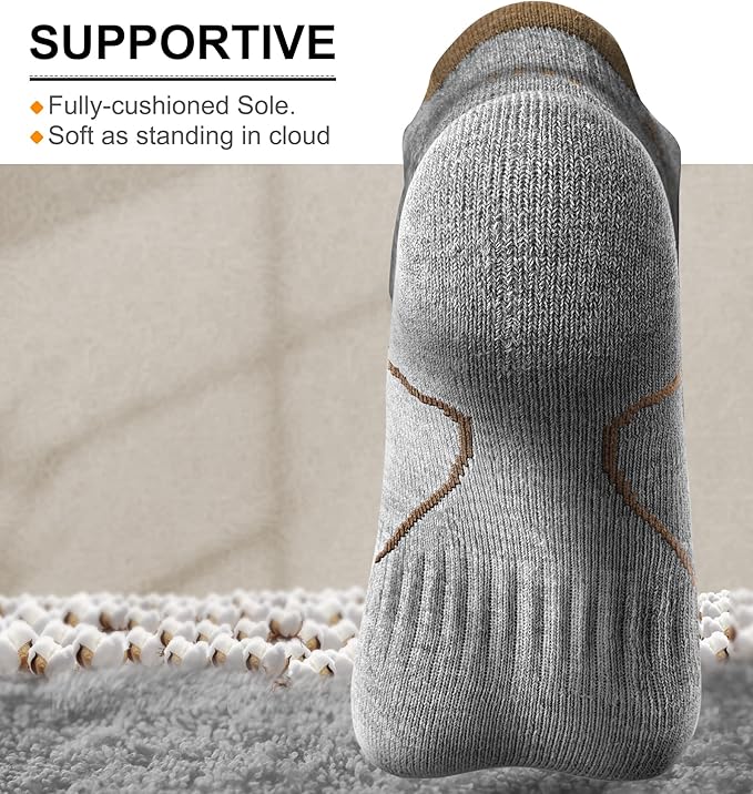 BULLIANT Men Running Socks 6Pairs-Ankle Athletic Socks Wicking Cushioned for Men Walking-Arch Compression Support