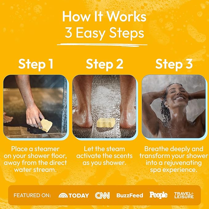 FOMIN Aromatherapy Shower Steamers - 12 Count - Spiced Orange Bath Bombs with Essential Oils for Stress Relief & Relaxation - Self Care, Spa Gifts for Women and Men - Shower Aroma for Body Wellness