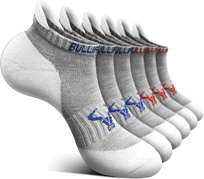 BULLIANT Men Running Socks 6Pairs-Ankle Athletic Socks Wicking Cushioned for Men Walking-Arch Compression Support