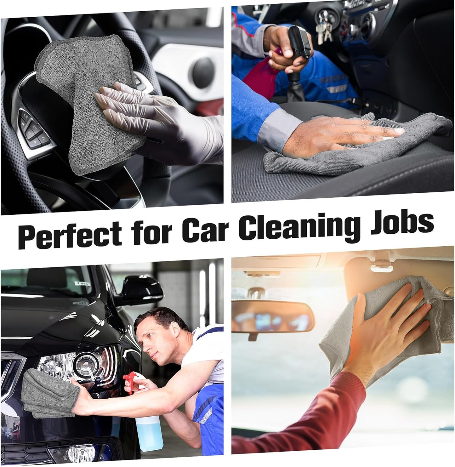 Tanlade Microfiber Cleaning Cloth 6"x6" Cleaning Rags Reasonable Kitchen Towels Microfiber Towels Cars Wash Dry Erase Cloth (Gray,30 Pcs)