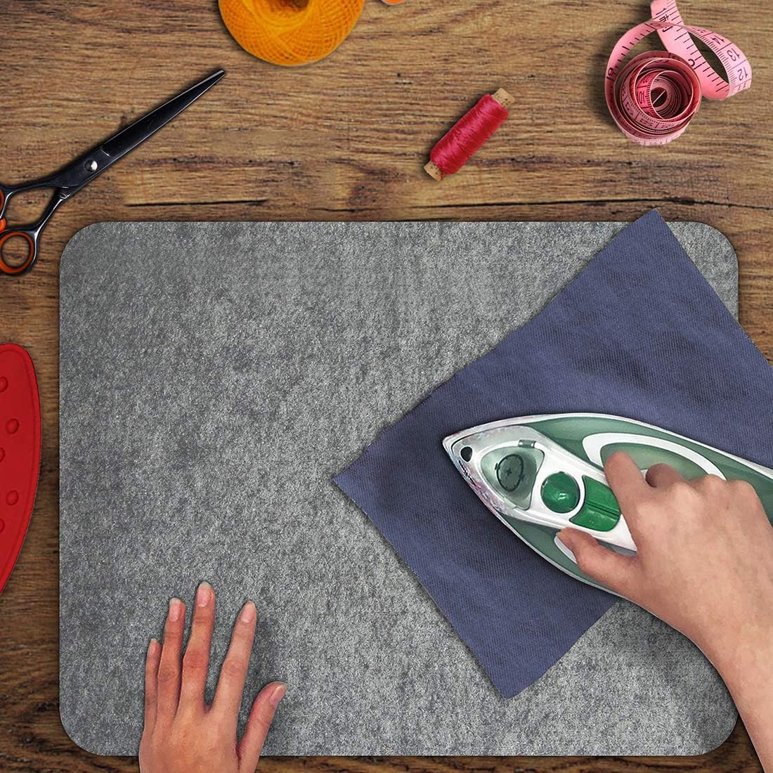 ZOMONETI 24" x 18" + 10" x 10" Wool Pressing Mat 100% New Zealand Felted Wool Ironing Mat Pad Blanket for Quilter, Sewing, Quilting Supplies and Notions