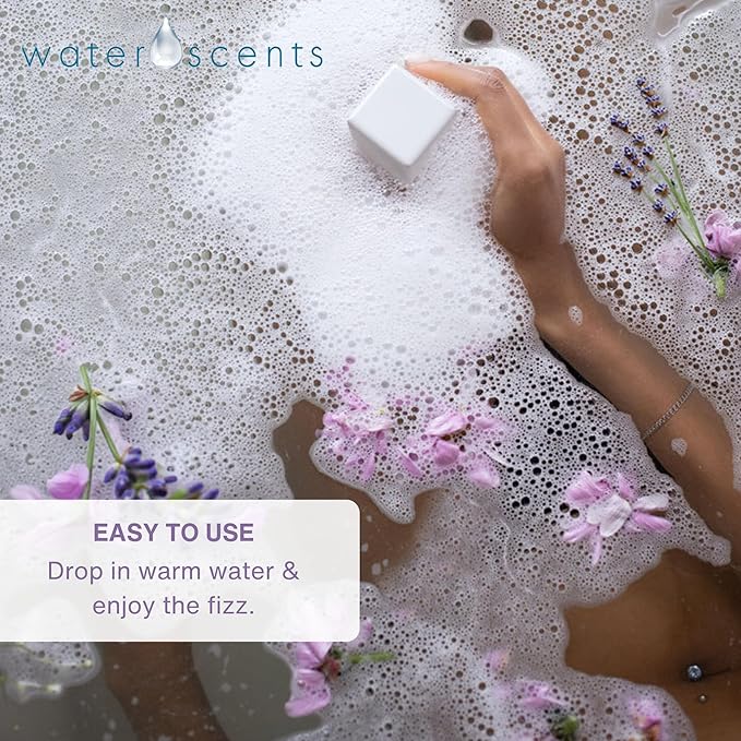 Water Scents Lavender Mist Bath Bomb Block | Vegan, Cruelty-Free & Natural | Lavender Aromatherapy Bath Bomb for Stress Relief & Moisturizing | Handmade Spa Gift for Women, 3.5 oz