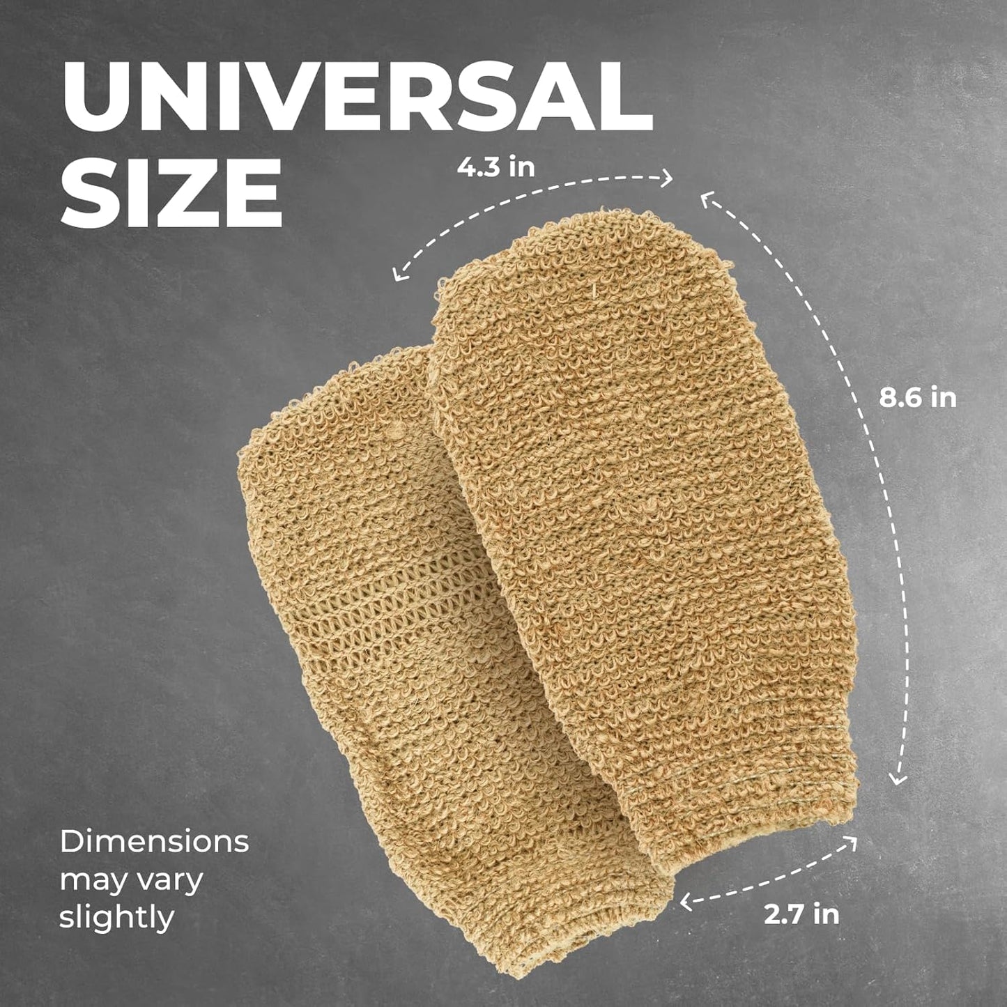 GUARD&MARINE Natural Shower Mitts - Jute Bath Gloves for Skin Exfoliation, Mitt Washcloth for Body Scrub and Cleansing - Good for Men and Women - Set of 2 Wash Mittens