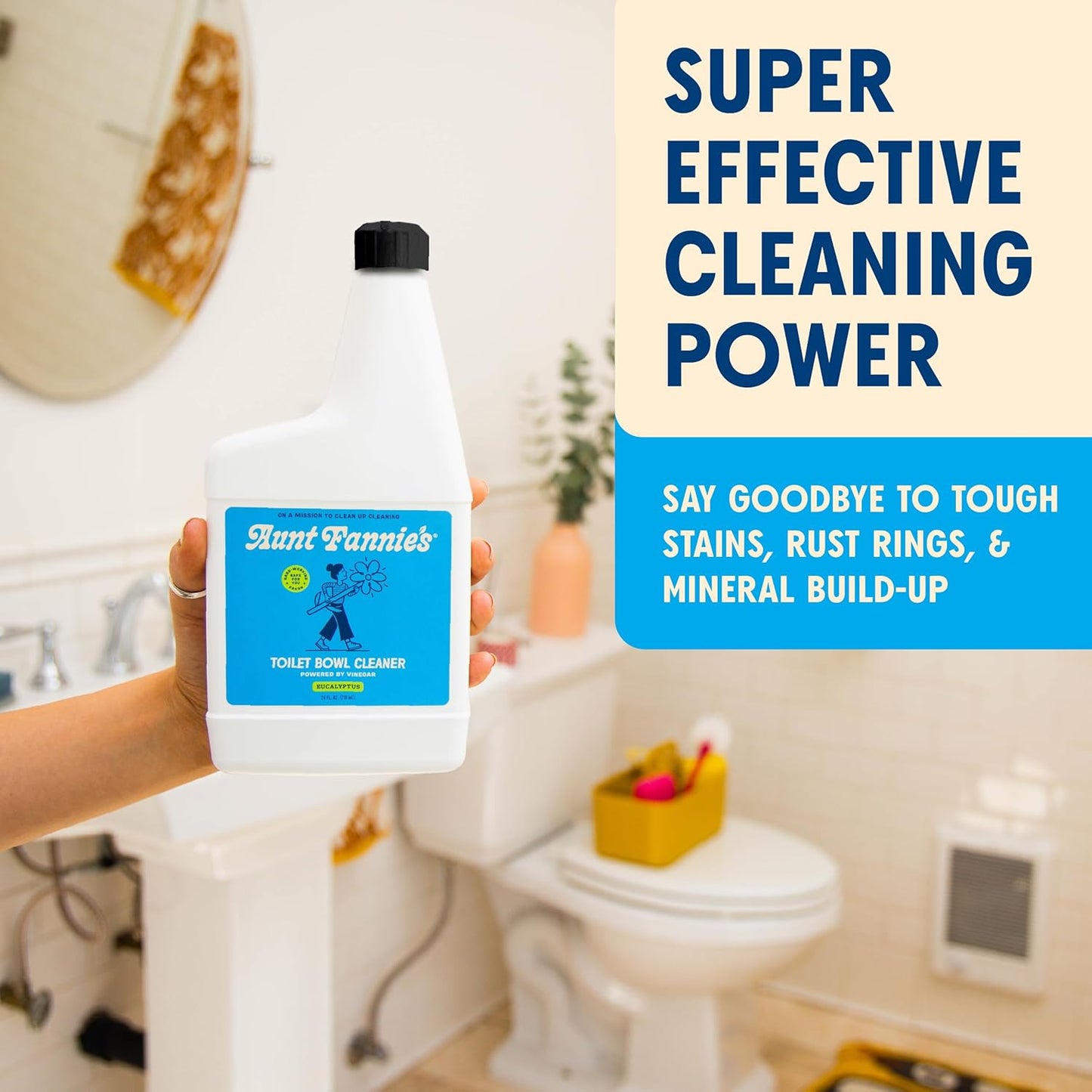 Aunt Fannie's Toilet Bowl Cleaner, Bleach-Free Cleaner Powered by Vinegar, Freshens and Removes Stains, Eucalyptus Scent, 24 fl oz, Pack of 1