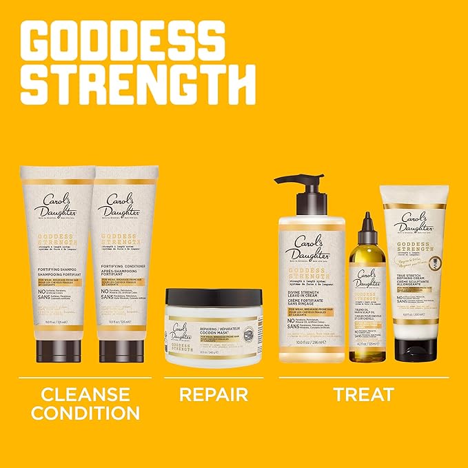 Carol's Daughter Goddess Strength Repairing Cocoon Hydrating Hair Mask for Waves, Coils and Curls, Hair Treatment With Castor Oil, 12 Oz