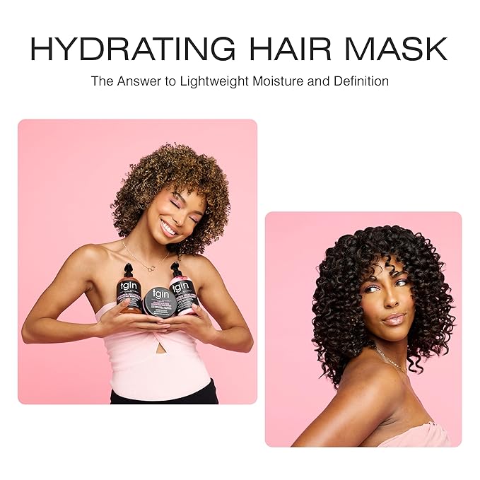 tgin Rose Water Hydrating Hair Mask for Natural hair, with Rose Water and Acai Berries, Hydrating Conditioning Treatment for Dry Hair, 12 oz