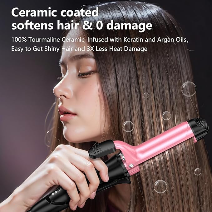 1 Inch Travel Curling Iron & Straightener: Dual Voltage Curling Iron, 2 in 1 for European Travel with 3 Temp Adjustments| Auto Shut-Off| Ceramic Coating