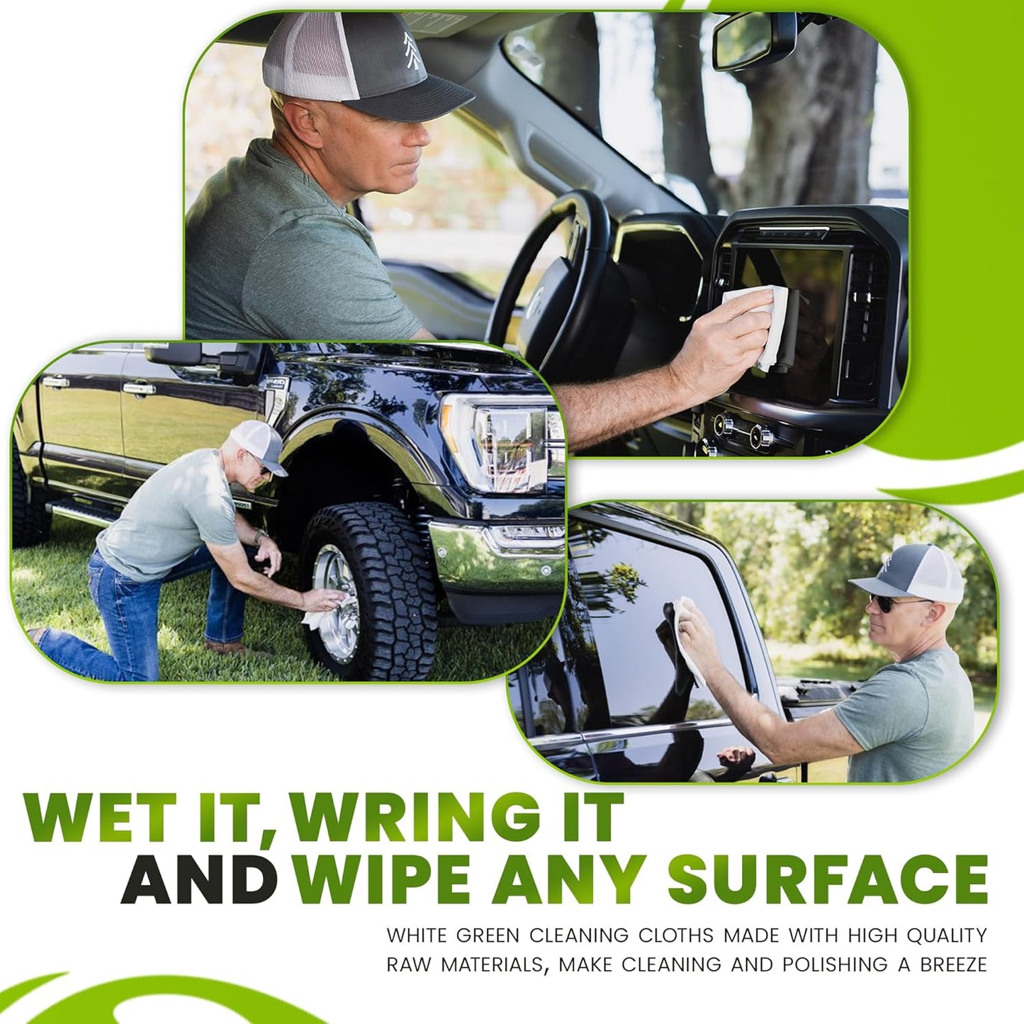 4-Pack Reusable Cleaning Cloths for Streak-Free Windows, Mirrors & All-Purpose Use – Chemical-Free, Absorbent, Non-Abrasive, 16" x 16" White Cleaning Rags, Made in The USA