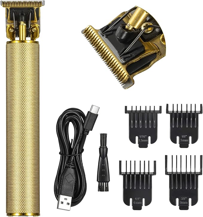 Professional Electric Hair Trimmer, 0mm Baldheaded Hair Clippers for Men Barber Grooming Cordless Rechargeable Close Cutting T-Blade Trimmer Haircutting Beard Shaver Barber (Christmas Gift for Men)