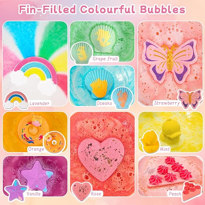 9XXL Bath Bombs Gifts Set, BusyMouth 9pc Kids Bath Bombs with Surprise Toys | Non-Toxic Bubble Bath | Birthday Gift Set for Girls & Boys Ideal Gift for Mother's Day Valentines