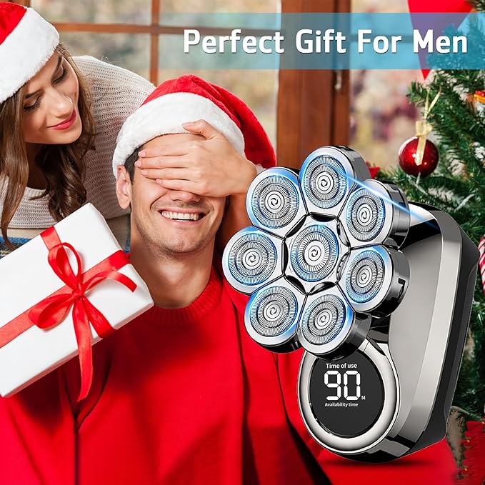 Head Shavers for Bald Men, 8D Upgraded 6-in-1 Bald Head Shaver, Waterproof Bald Head Shavers for Men Wet/Dry Use, LED Display Electric Razor Type-C Charging 360°Close Shave