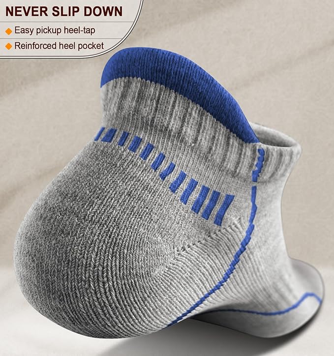 BULLIANT Men Running Socks 6Pairs-Ankle Athletic Socks Wicking Cushioned for Men Walking-Arch Compression Support