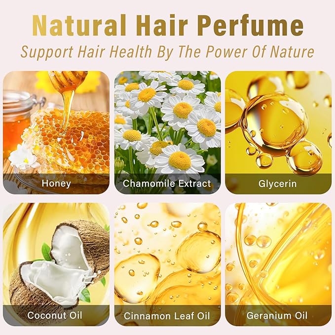 Hair Perfume, Pheromones Perfumes for Women, 50ml Natural Scented Hair Mist, Leave-In Conditioning Spray for Dry & Frizzy Hair, Long Lasting Fragrance