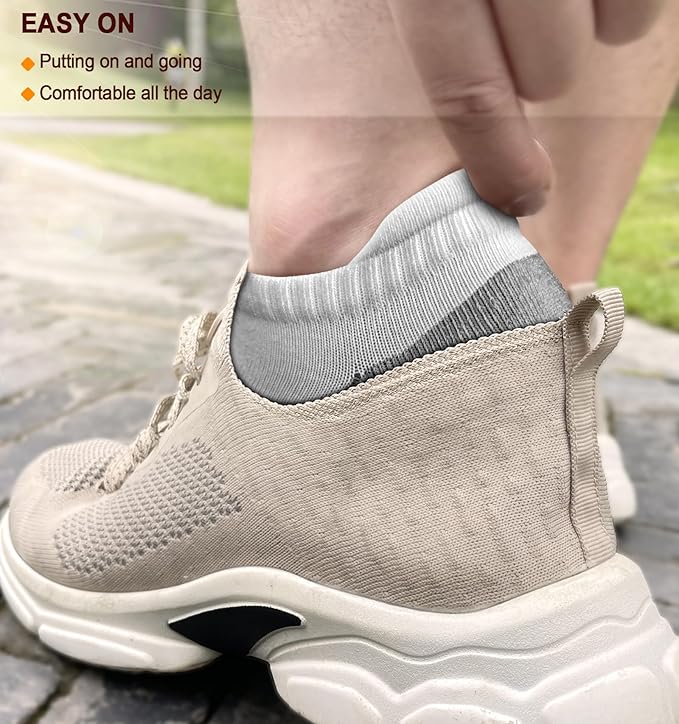 BULLIANT Men Running Socks 6Pairs-Ankle Athletic Socks Wicking Cushioned for Men Walking-Arch Compression Support