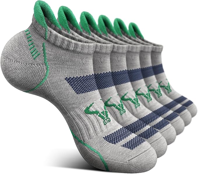 BULLIANT Men Running Socks 6Pairs-Ankle Athletic Socks Wicking Cushioned for Men Walking-Arch Compression Support