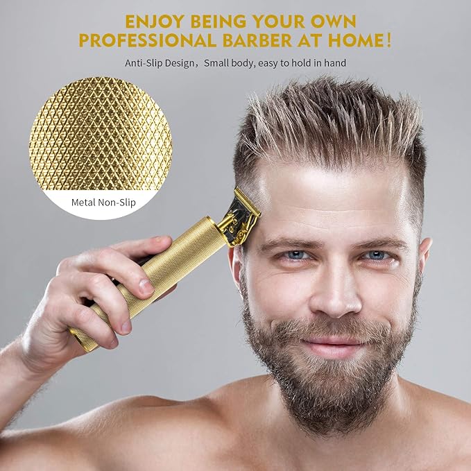 Professional Electric Hair Trimmer, 0mm Baldheaded Hair Clippers for Men Barber Grooming Cordless Rechargeable Close Cutting T-Blade Trimmer Haircutting Beard Shaver Barber (Christmas Gift for Men)