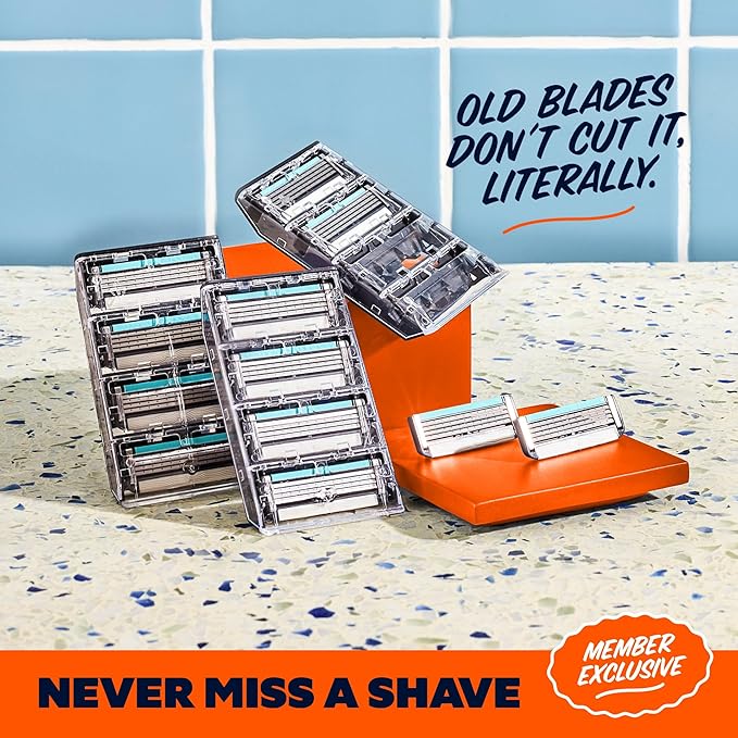 Dollar Shave Club | The Member Exclusive Shave Set | 4 Swift Rinse Refill Cartridges, 1 Handle (Blue), 1 Shave Butter 3 ounce, 1 Razor Cover, Razors for Men