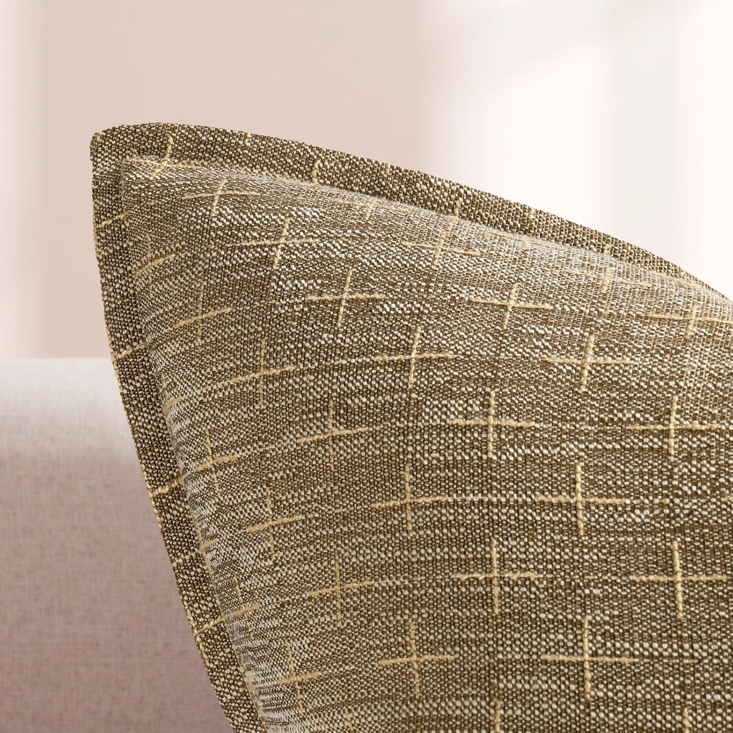 ZWJD Pillow Covers 16x16 Set of 2 Soft Polyester Textured Pillow Covers with Stylish Flange Edge Cozy Farmhouse Throw Pillows for Couch Bed Sofa Living Room