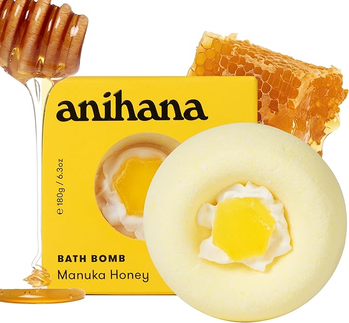 ANIHANA Bath Bomb with Coconut Oil, Paraben Free, Hand-Crafted Luxury Fizzers, Refreshing Manuka Honey Scent, 6.3 oz