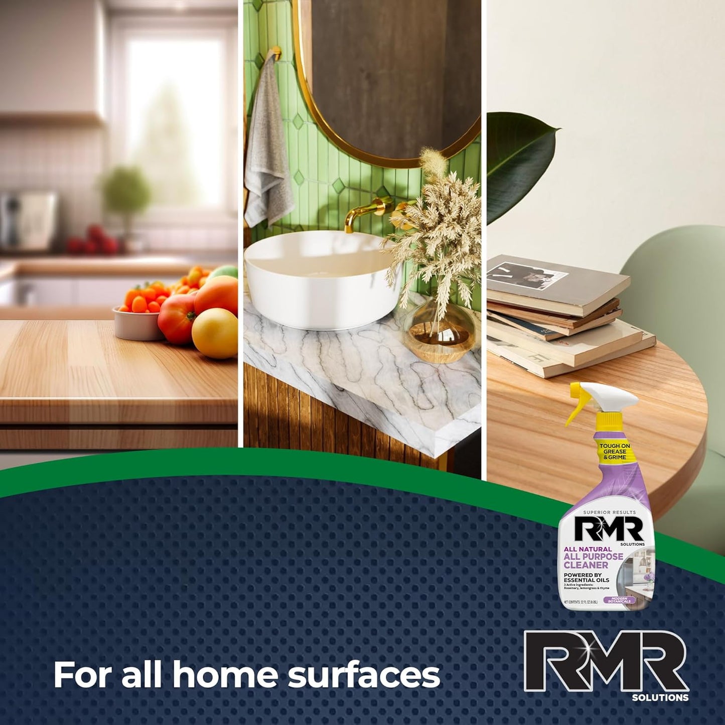 RMR All Natural All-Purpose Cleaner - Non-Toxic, Rinse-Free Multipurpose Cleaning Supplies, Biodegradable 30-Ounce Spray, Modern Botanical Scent