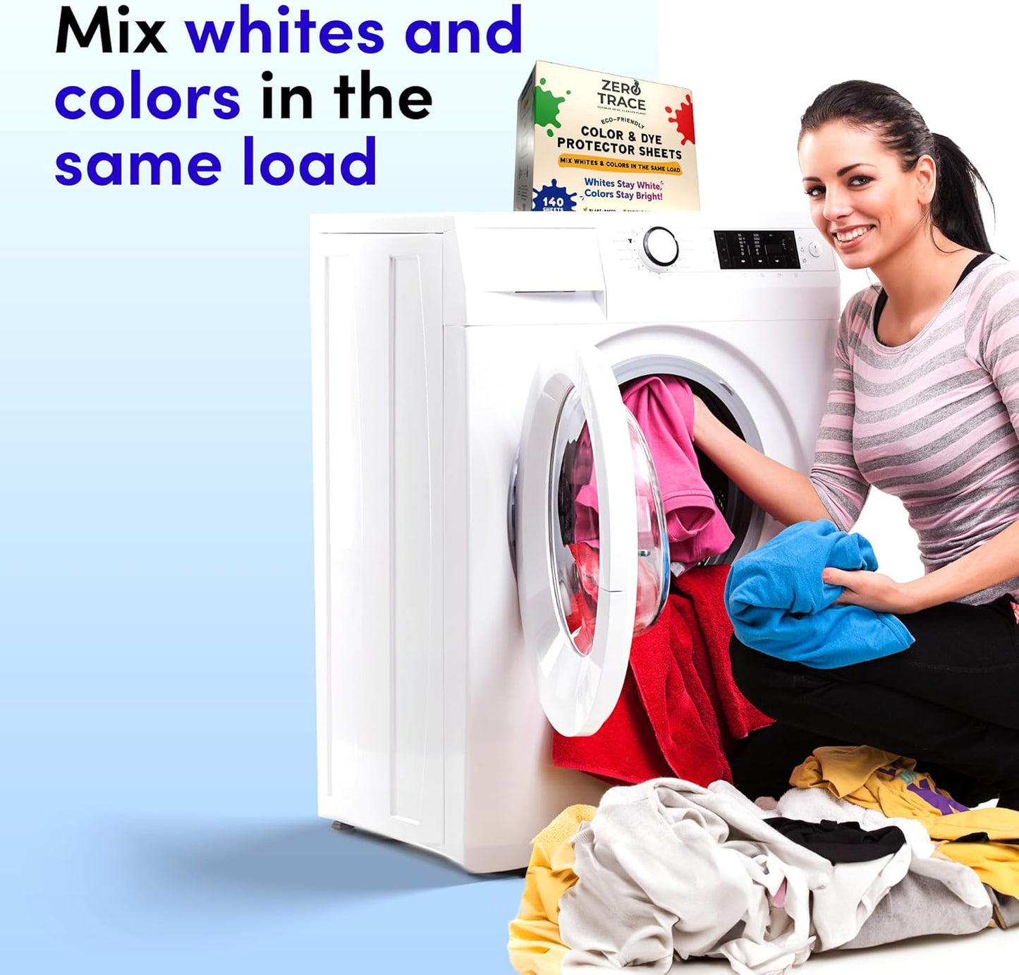 Zero Trace Color Catchers for Laundry - Protects Clothes with Color Dye Catcher,Run Remover, Color Grabbing and Color Bleed Remover for Clothes - 140 Sheets