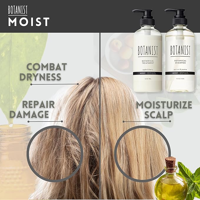 BOTANIST Keratin Shampoo and Conditioner Set for Women & Men, Argan Oil Shampoo & Conditioner with Collagen, Protein & Jojoba, Sulfate Free Natural Shampoo & Conditioner from Japan 31.7Fl Oz MOIST