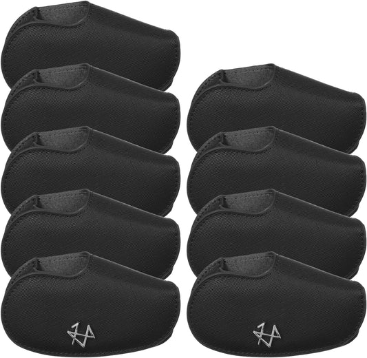 Golf Iron Covers 9pcs or 1pc Saffiano Leather Magnetic Club Headcover for Right Hand