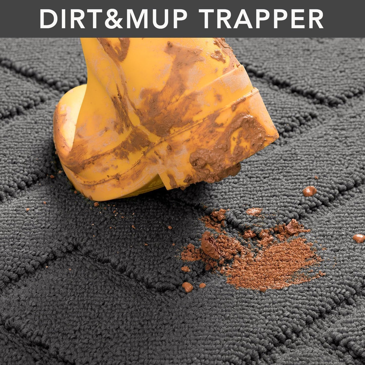 hicorfe Indoor Doormat,Front Back Door Mat Rubber Backing Non Slip Door Mats 24"x35" Absorbent Resist Dirt Entrance Doormat Inside Floor Mats for Entryway Washable Low-Profile (Grey)