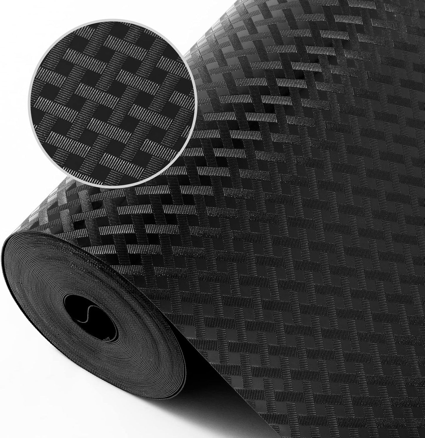 Shelf Liners for Kitchen Cabinets Refrigerator Liners Waterproof & Oil-Proof Kitchen Cupboard Liner Non-Slip Drawer Mats EVA Material Non Adhesive Fridge Liner for Shelves - Black 11.8 x 236.2 Inches