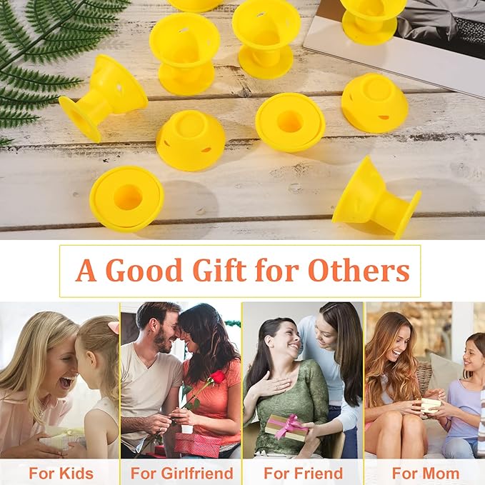 JANYUN 40 Pcs Yellow Silicone Hair Rollers (Including 20pcs Large & 20pcs Small Heatless Hair Curlers)
