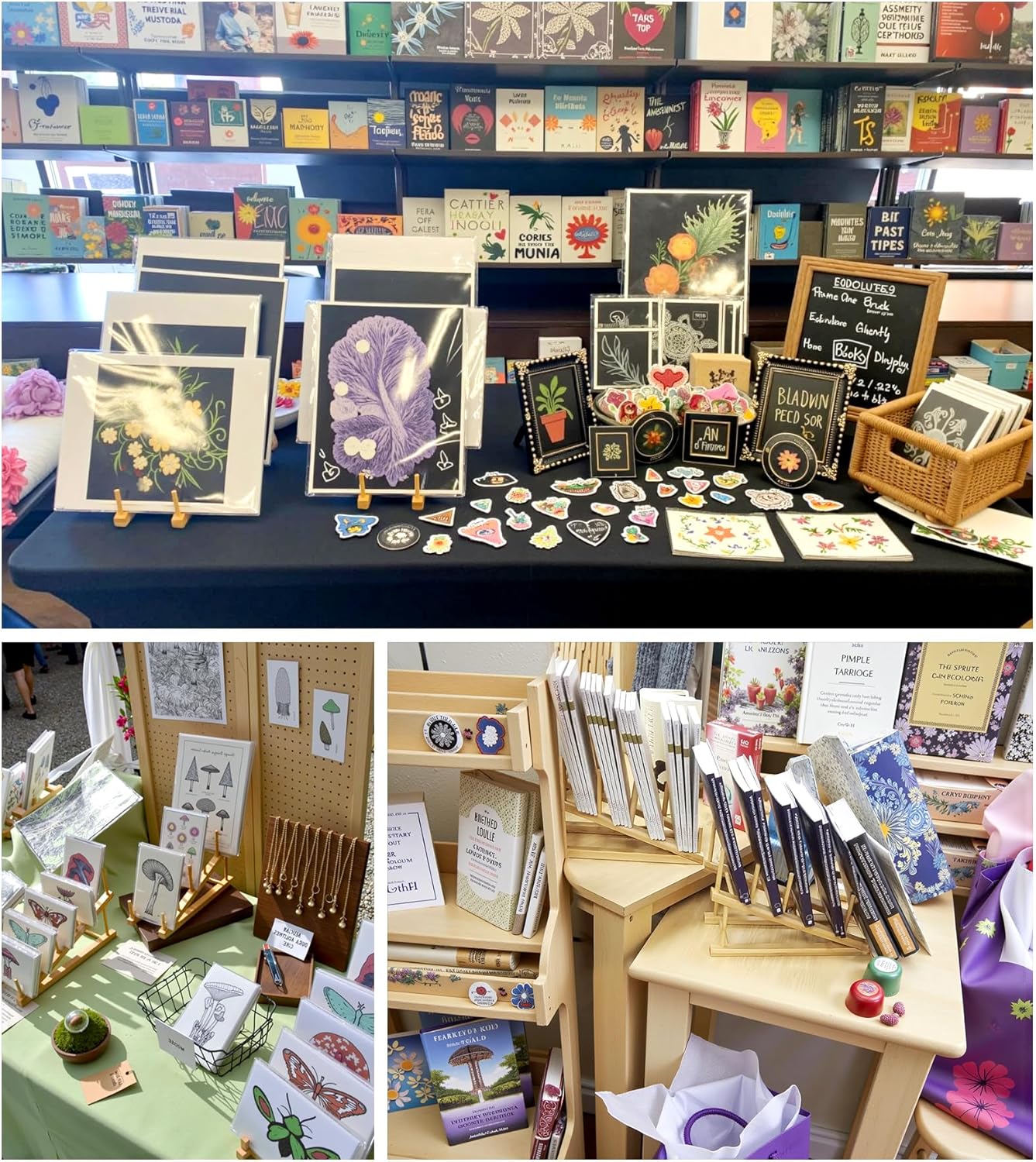 2-Pack Bamboo Dish Drying Rack, 5 Slots Kitchen Organizer Craft Show Display Stand for Holds Plates, Cups, Cutting Boards, Pot Lids, Canvas, Books, Records and Magazine